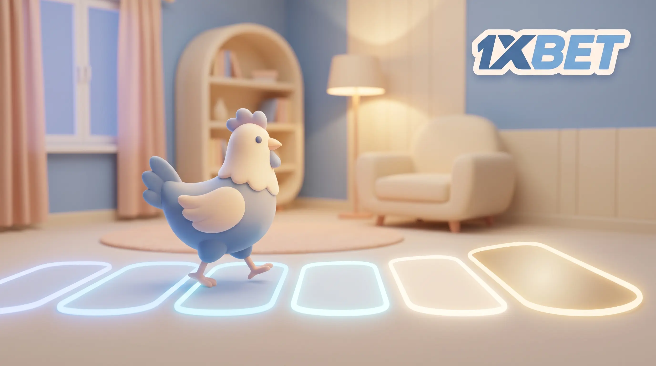 Beginner's guide illustration for Chicken Road on 1xBet Pakistan showing a chicken crossing lit road lanes